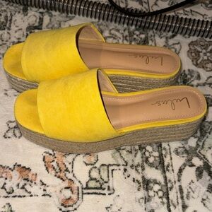 Lulu's Bright Yellow Espadrille Slides